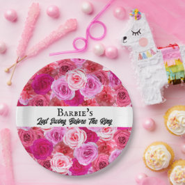 バチェロレッテブライダルシャワーゴルフピンクフローラ ペーパープレート