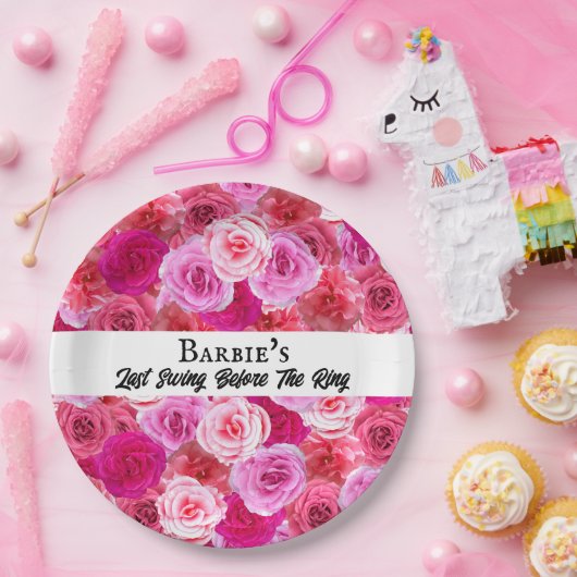 バチェロレッテブライダルシャワーゴルフピンクフローラ ペーパープレート (パーティー)