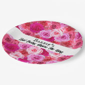 バチェロレッテブライダルシャワーゴルフピンクフローラ ペーパープレート (アングル)