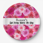 バチェロレッテブライダルシャワーゴルフピンクフローラ ペーパープレート (正面)