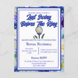 バチェロレッテブライダルシャワーゴルフブルーフラワー ポストカード