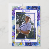 バチェロレッテブライダルシャワーゴルフブルーフラワー 招待状 (裏面)