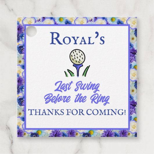 バチェロレッテブライダルシャワーゴルフブルーフローラ フェイバータグ (正面)