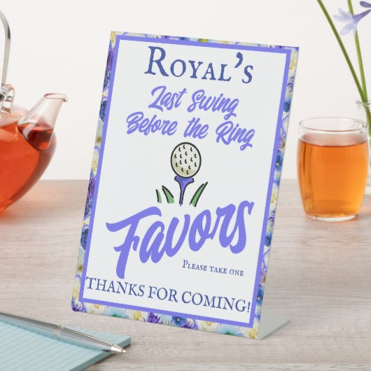 バチェロレッテブライダルシャワーゴルフブルーフローラ 台座サイン (インサイチュ)