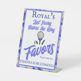 バチェロレッテブライダルシャワーゴルフブルーフローラ 台座サイン