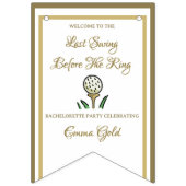 バチェロレッテブライダルシャワーゴルフ金ゴールド&ホワイト バンティングフラッグ (第3の旗)