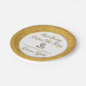 バチェロレッテブライダルシャワーゴルフ金ゴールド&ホワイト ペーパープレート (アングル)