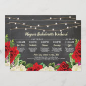 バチェロレッテブライダルシャワー旅程赤いバラ 招待状 (正面/裏面)