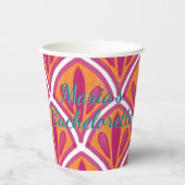 バチェロレッテブライトピンク&オレンジパーソナライズされた 紙コップ (正面)