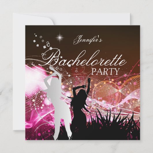 バチェロレッテブラックピンクホワイトシルバー 招待状 (正面)