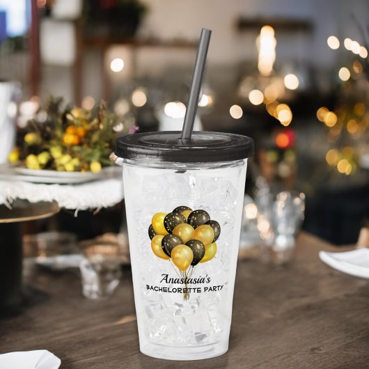 バチェロレッテブラック金ゴールドバルーンカスタム アクリルタンブラー