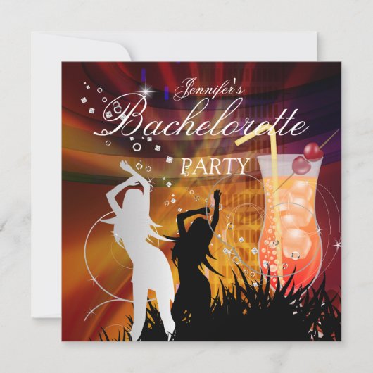 バチェロレッテブラック金ゴールドホワイトカクテル 招待状 (正面)