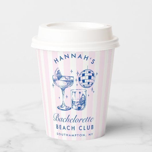 バチェロレッテブルーディスコカクテルブルー&ピンク 紙コップ (正面)