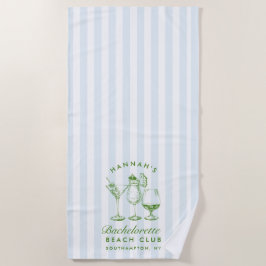 バチェロレッテブルー&グリーンレトロモダンビーチタオル ビーチタオル