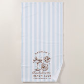 バチェロレッテブルー&ブラウンレトロモダンビーチタオル ビーチタオル (正面)