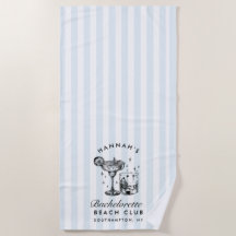 バチェロレッテブルー&ブラックレトロモダンビーチタオル