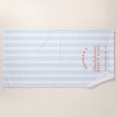 バチェロレッテブルー&レッドレトロ モダン ビーチタオル (正面)