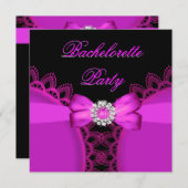 バチェロレッテホットピンクブラックレース 招待状 (正面/裏面)