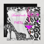 バチェロレッテホワイトコレットピンクヒョウ 招待状 (正面/裏面)
