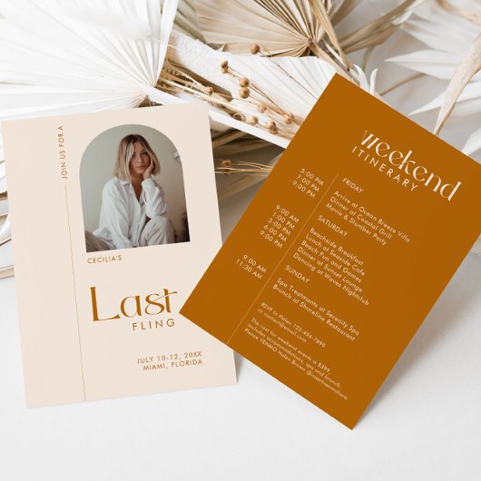 バチェロレッテモダンテラコッタ「ラストフライ」写真 招待状