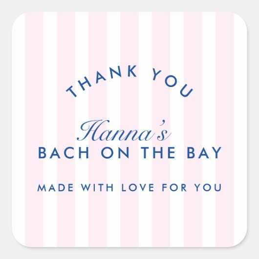 バチェロレッテモダンレトロピンク&ネイビーパーソナライズされた スクエアシール (正面)