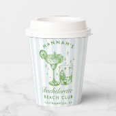 バチェロレッテモダンレトロブルー&グリーンストライプズ 紙コップ (裏面)