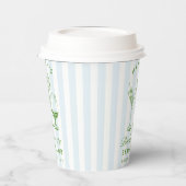 バチェロレッテモダンレトロブルー&グリーンストライプズ 紙コップ (左)