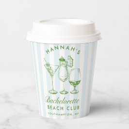バチェロレッテモダンレトロブルー&グリーンストライプズ 紙コップ