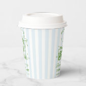 バチェロレッテモダンレトロブルー&グリーンストライプズ 紙コップ (左)