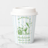 バチェロレッテモダンレトロブルー&グリーンストライプズ 紙コップ (裏面)