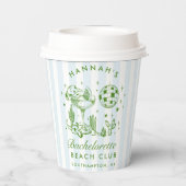 バチェロレッテモダンレトロブルー&グリーンストライプズ 紙コップ (裏面)