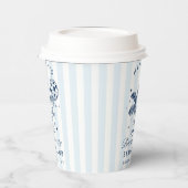 バチェロレッテモダンレトロブルー&グレイストライプズ 紙コップ (左)