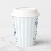 バチェロレッテモダンレトロブルー&グレイストライプズ 紙コップ (左)