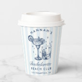 バチェロレッテモダンレトロブルー&グレイストライプズ 紙コップ (裏面)