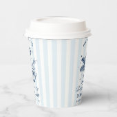 バチェロレッテモダンレトロブルー&グレイストライプズ 紙コップ (左)