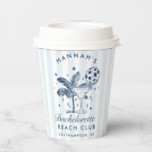 バチェロレッテモダンレトロブルー&グレイストライプズ 紙コップ (裏面)