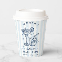 バチェロレッテモダンレトロブルー&グレイストライプズ 紙コップ