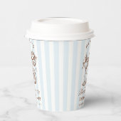 バチェロレッテモダンレトロブルー&ブラウンストライプズ 紙コップ (左)