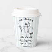 バチェロレッテモダンレトロブルー&ブラックストライプズ 紙コップ (裏面)