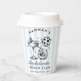 バチェロレッテモダンレトロブルー&ブラックストライプズ 紙コップ