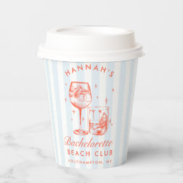 バチェロレッテモダンレトロブルー&レッドストライプズ 紙コップ