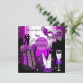 バチェロレッテレオパードパープルコルセットシャンパン 招待状 (スタンド正面)