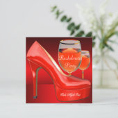 バチェロレッテレッドシューズハイヒールのワイングラス 招待状 (スタンド正面)