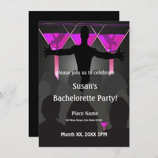 バチェロレッテレディスナイトパーティの招待状 招待状 (正面/裏面)