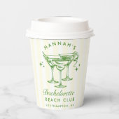 バチェロレッテレトロカクテルグリーン&イエローストライプズ 紙コップ (裏面)