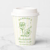 バチェロレッテレトロカクテルグリーン&イエローストライプズ 紙コップ (裏面)