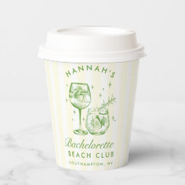 バチェロレッテレトロカクテルグリーン&イエローストライプズ 紙コップ