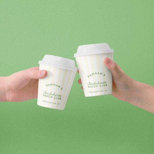 バチェロレッテレトログリーン&イエローストライプズ 紙コップ