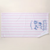 バチェロレッテレトロディスコカクテルブルー&ピンク ビーチタオル (正面)