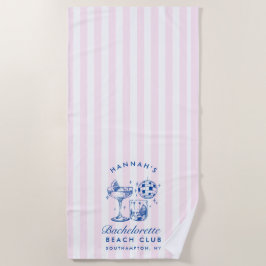 バチェロレッテレトロディスコカクテルブルー&ピンク ビーチタオル